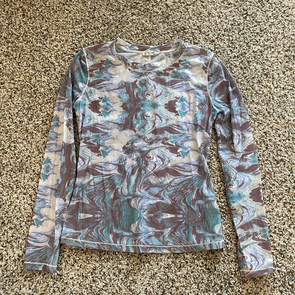 Intimately FP Free People Mesh long sleeve marble top